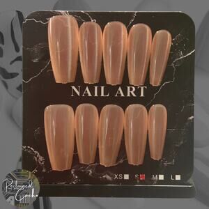 Light Pink Long Coffin Press On Nails  - Size Small